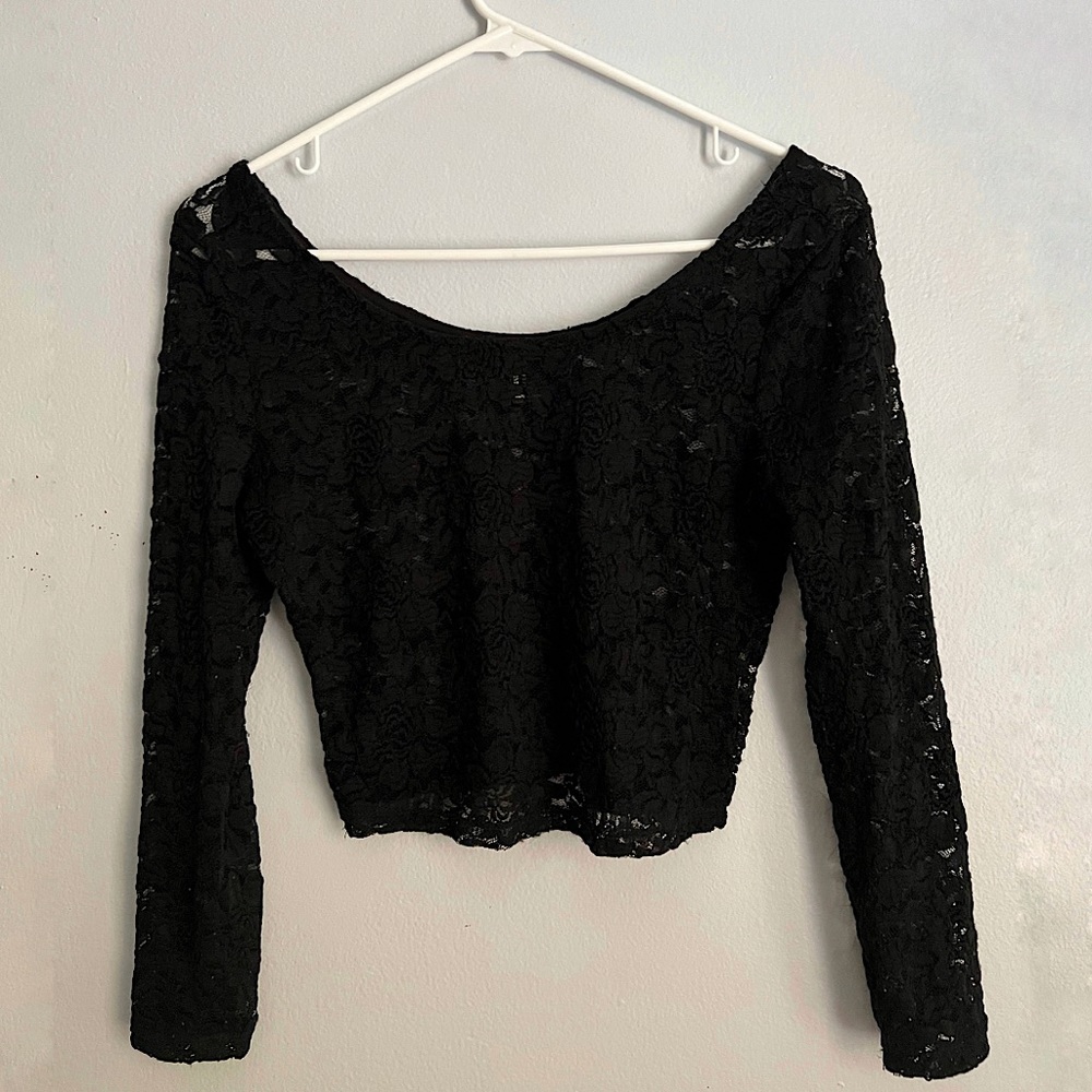 Black see-through long sleeve shirt